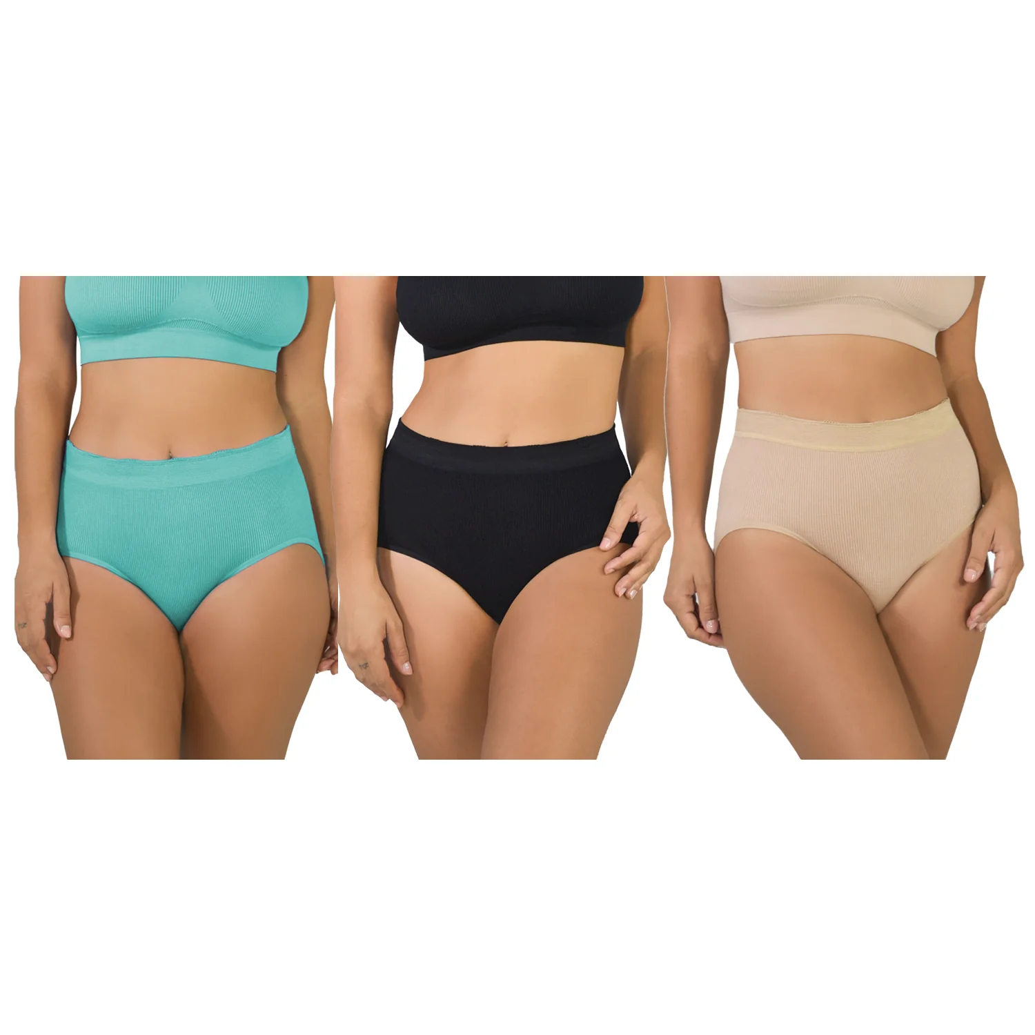 3 Pack Ribbed Seamless Brief with Lace Trim - Image 6