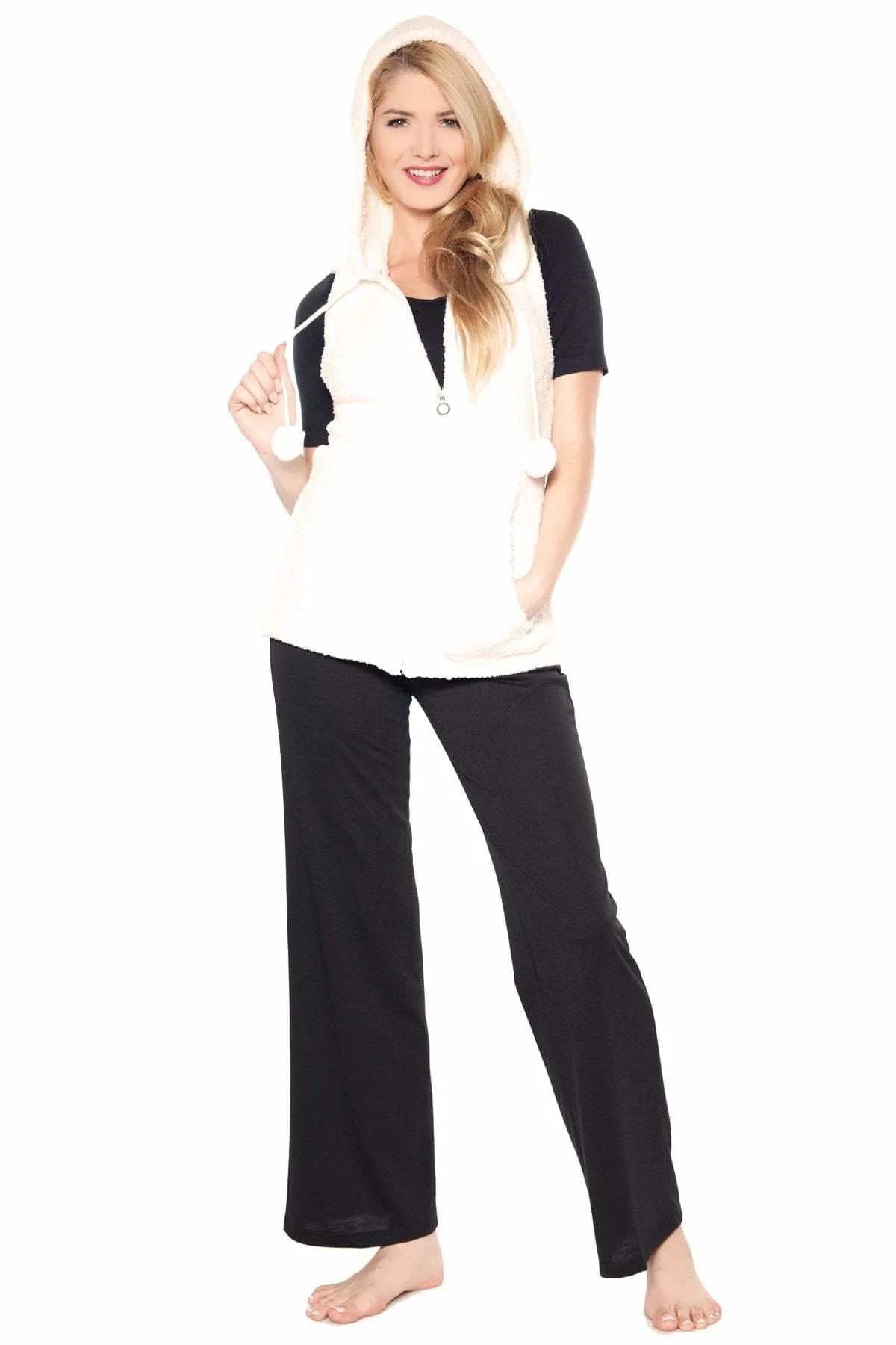 Marshmallow Zip Front Vest with Hood - FINAL SALE - Image 5