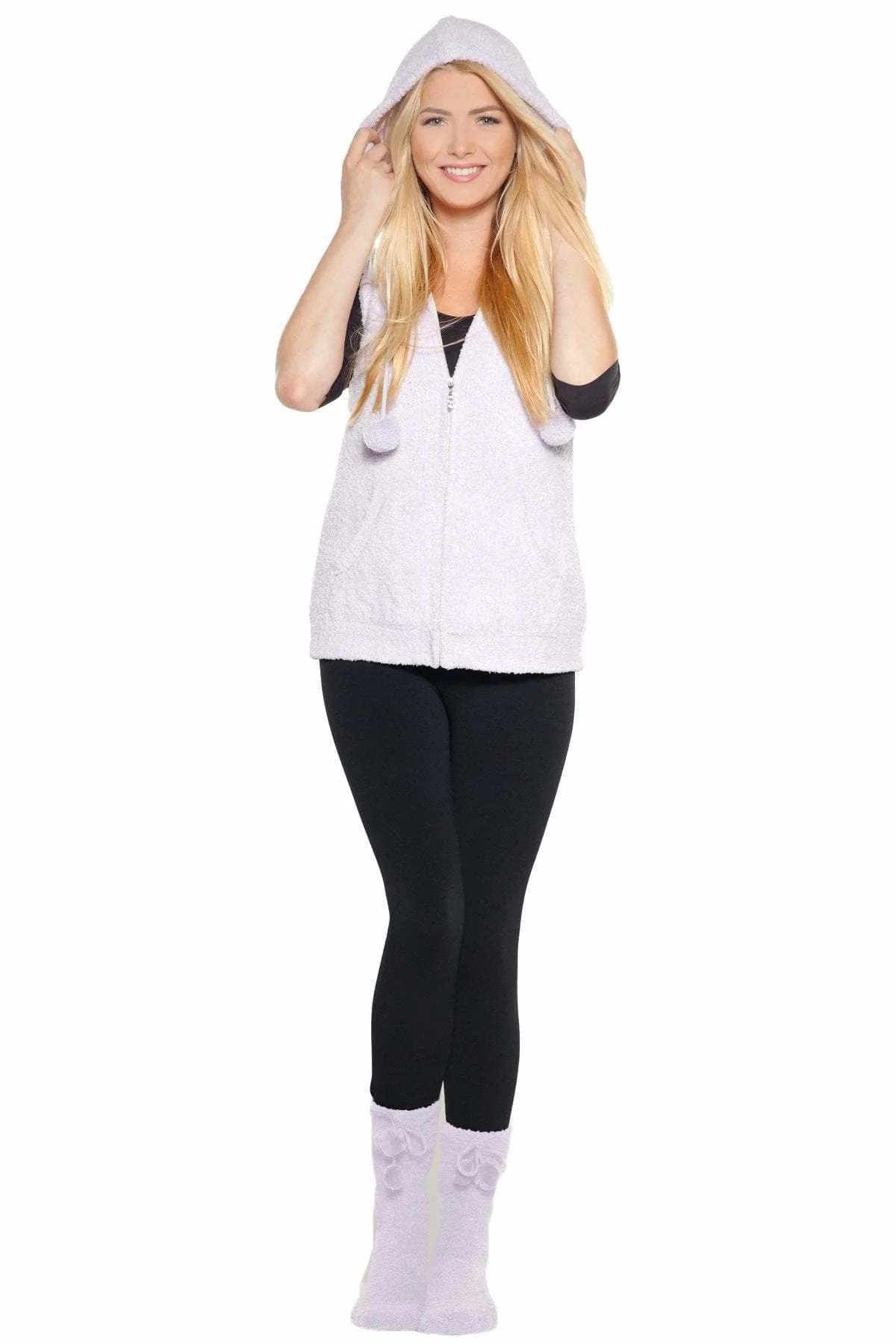 Marshmallow Zip Front Vest with Hood - FINAL SALE - Image 7