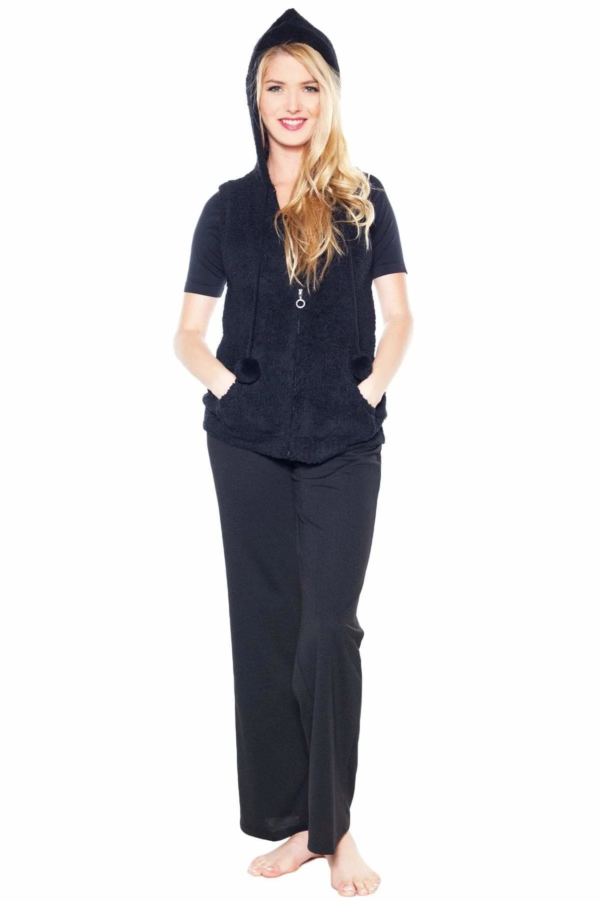 Marshmallow Zip Front Vest with Hood - FINAL SALE - Image 9