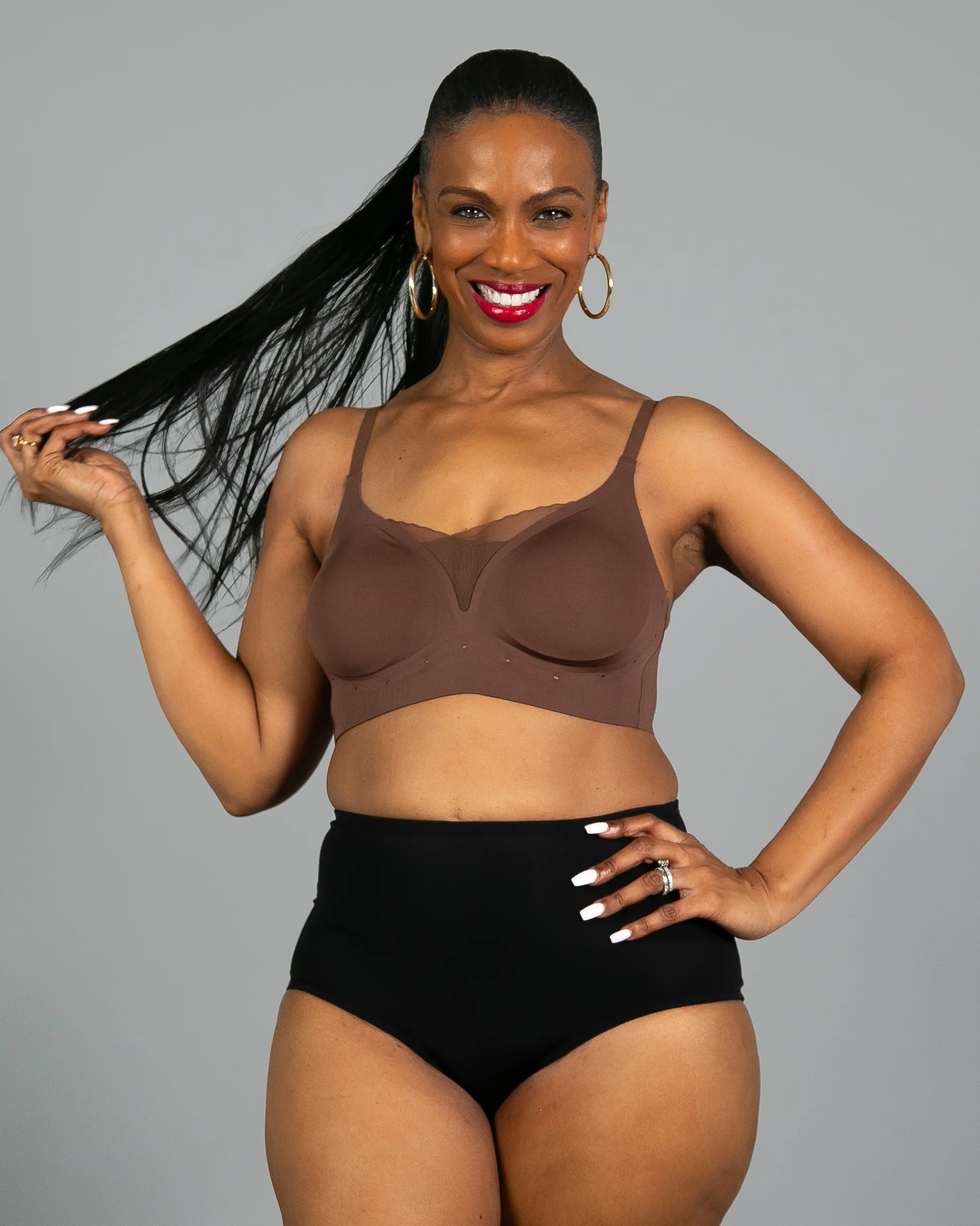 Perforated Gel Bra with Mesh Detail - Image 17