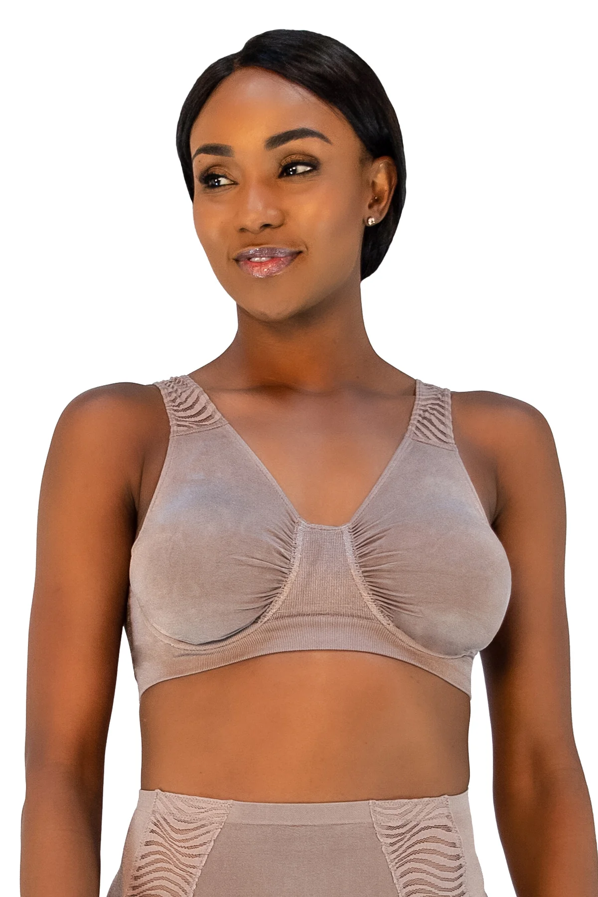 Seamless Underwire Bra With Lace Strap Detail - Final Sale - Image 5