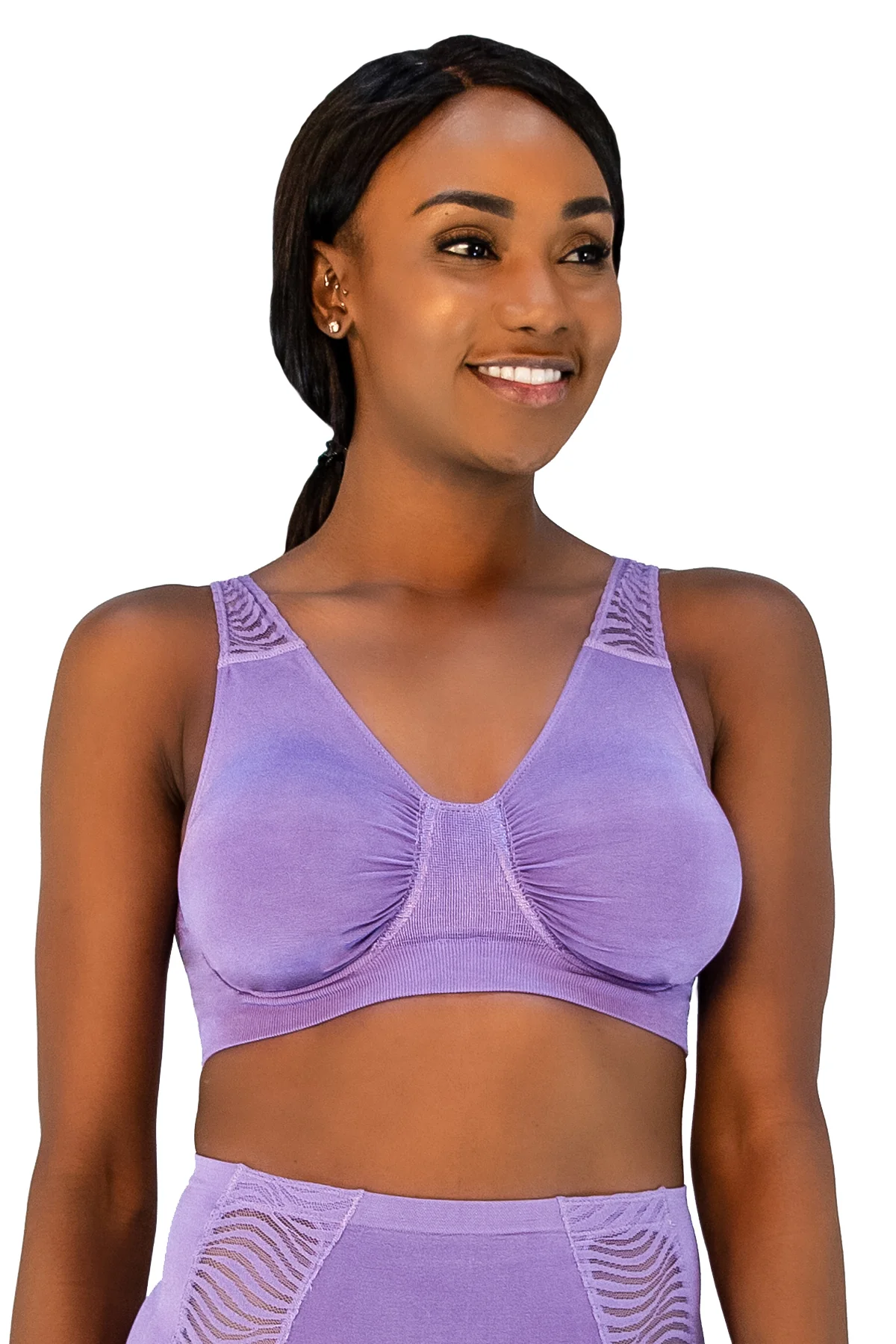 Seamless Underwire Bra With Lace Strap Detail - Final Sale - Image 7